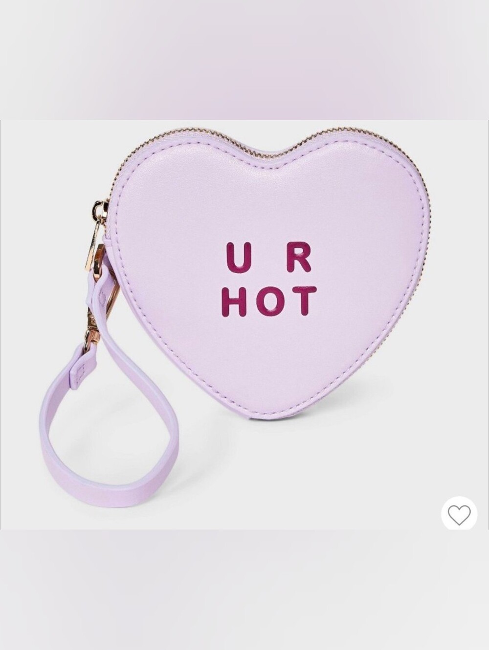 a new day Lilac Heart Wristlet with "U R HOT" Accent NWT